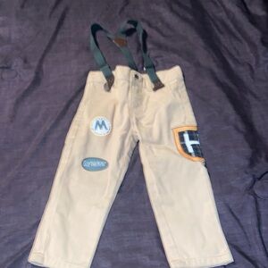 Harry Potter Slytherin khaki pants with green suspenders size 2T